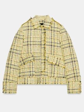 ZARA ZW COLLECTION TEXTURED PLAID JACKET